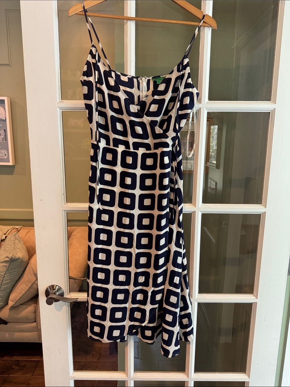 Tibi Silk Black & White Geometric Slip Dress - Women's